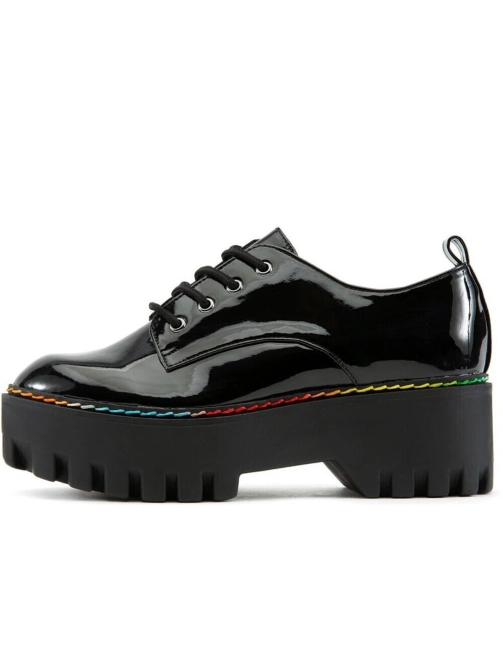 Vintage Y2K Bamboo Platform Oxford Rainbow Stitch Shoes - Women's 6
